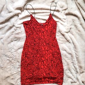 💋 Red Leopard Print Mini Dress